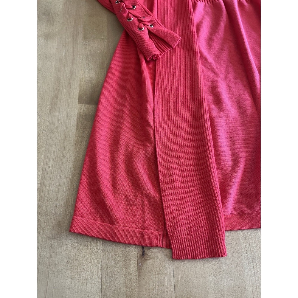 Magaschoni Women Cardigan Size XS Red Open Front Tie Sleeve Luxury Knit Sweater - Picture 6 of 13
